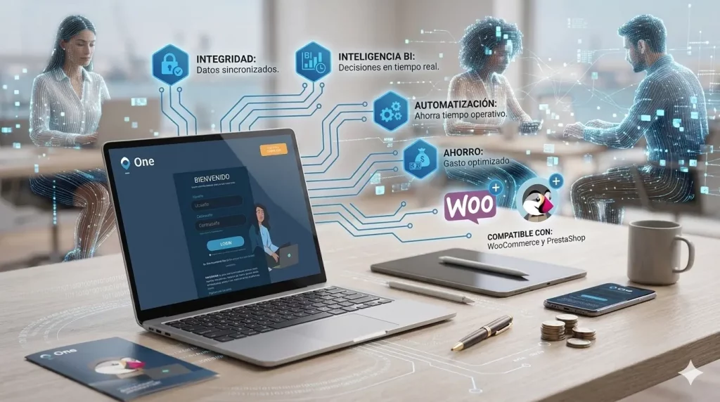 Propuesta: Software de gestión One para digitalización de empresas compatible con WooCommerce y PrestaShop: Inteligencia BI, automatización e integración de datos.